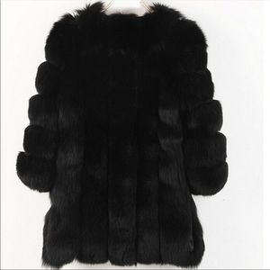 Black faux fur coat